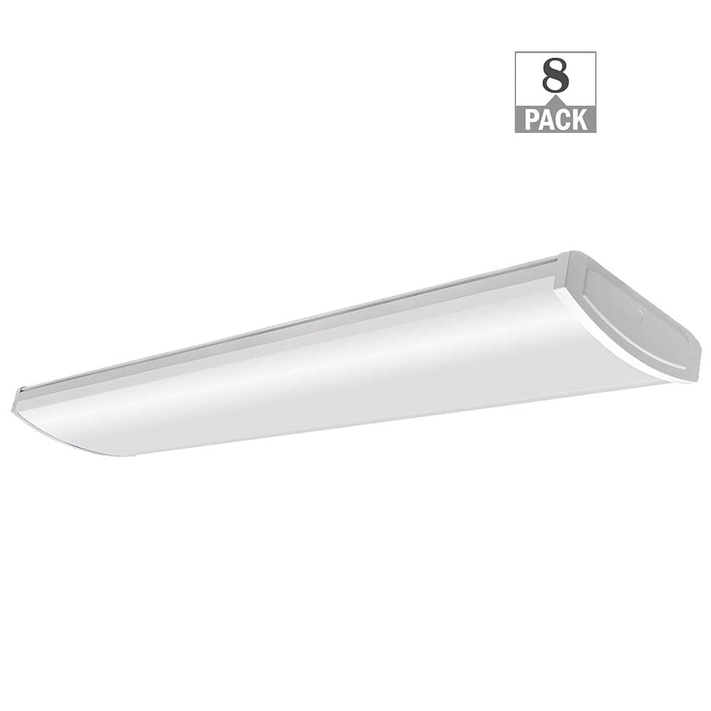 8-Pack 4 ft. 96-Watt Equivalent 5200 Lumens White Integrated LED Shop Light