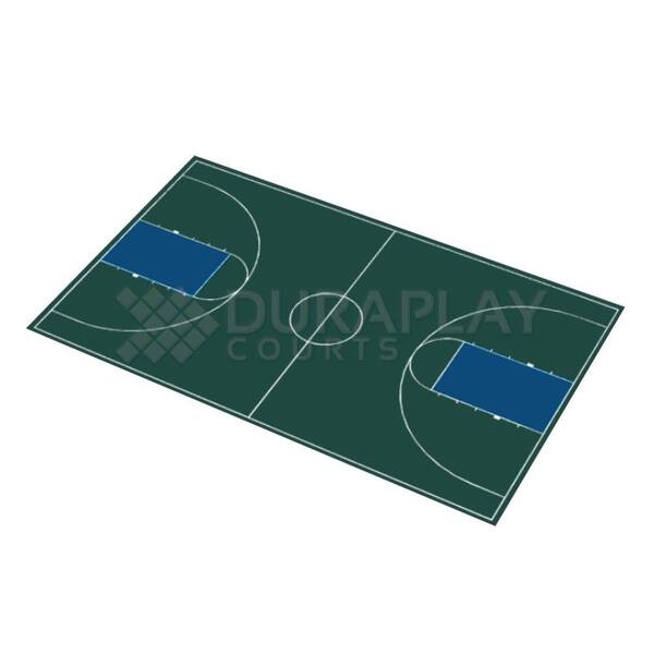 DuraPlay 50 ft. 6 in.  x 83 ft. 11 in. Hunter Green and Navy Blue Full Court Basketball Kit