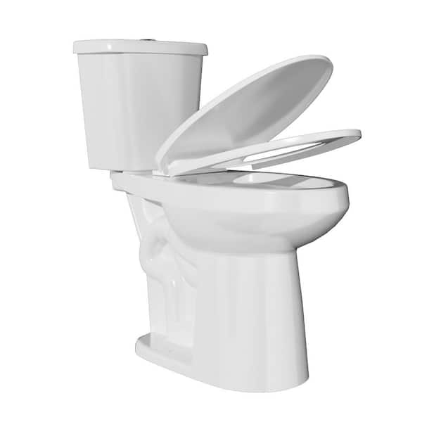 Vomlor Dual Flush Elongated 21 in Toilet 2-Piece White 1.0/1.28 GPF Extra Tall Height with Soft Close Seat 12 in. Rough In