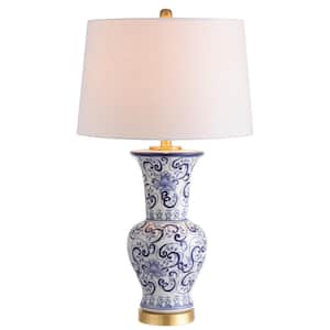 Leo 28.5 in. Blue/White Chinoiserie Table Lamp