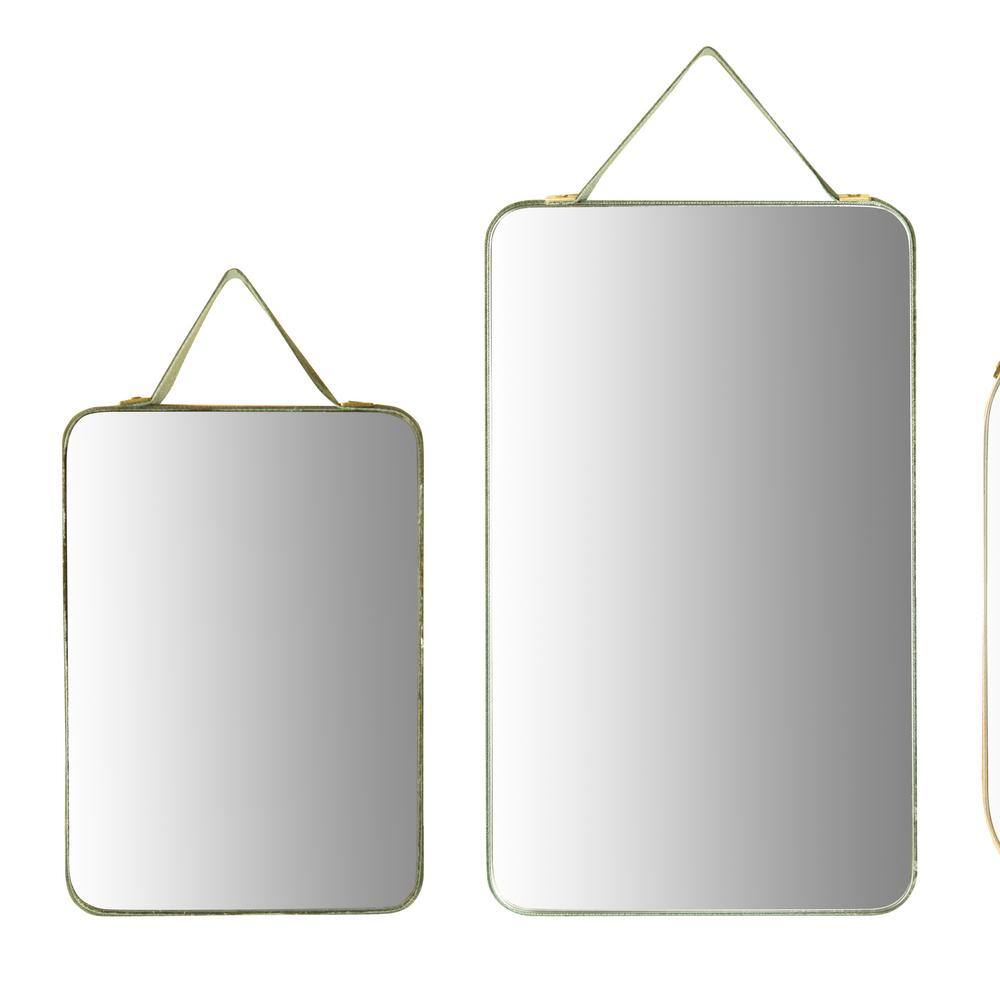 Eclectic Velvet-Edged Frameless Mirror Set in Multicolor (6-Piece)