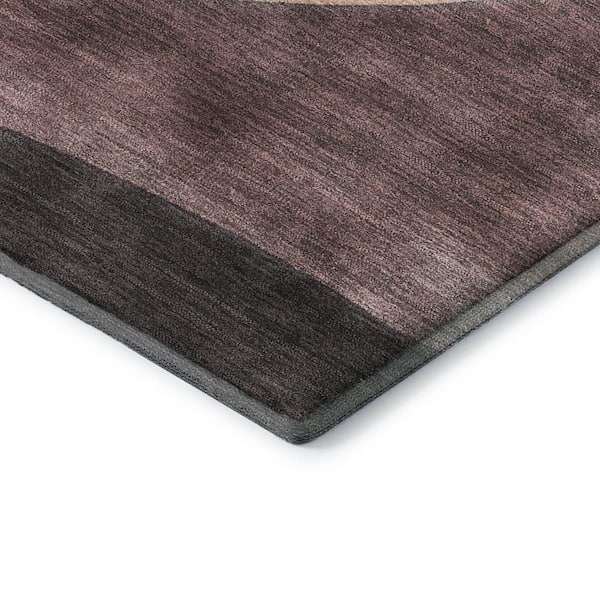 Mayfield Premium Machine Washable Abstract AMF2141 Chocolate 8 ft. x 8 ft. Round Rug