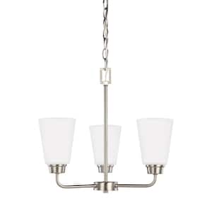 Kerrville 3-Light Brushed Nickel Chandelier with LED Bulbs