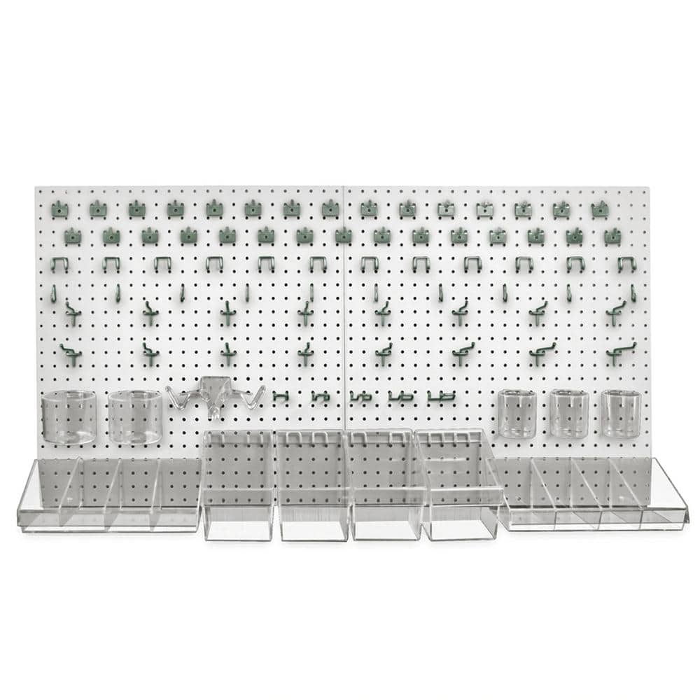 Azar Displays 24 in. H x 48 in. W White Pegboard Wall Organizer Kit with  Hooks and Bins for Garage Tools (125-Piece) 900988-WHT The Home Depot