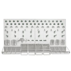 24 in. H x 48 in. W White Pegboard Wall Organizer Kit with Hooks and Bins for Garage Tools (125-Piece)