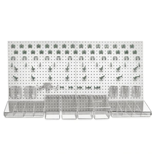 Azar Displays 24 in. H x 48 in. W White Pegboard Wall Organizer Kit with Hooks and Bins for Garage Tools (125-Piece)