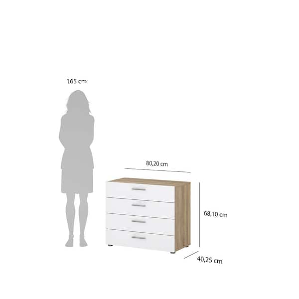 Tvilum Austin 4-Drawer Oak Structure/White High Gloss Chest of