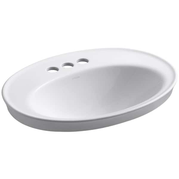 Serif 22-1/4 in. Drop-In Vitreous China Bathroom Sink in White with Overflow Drain