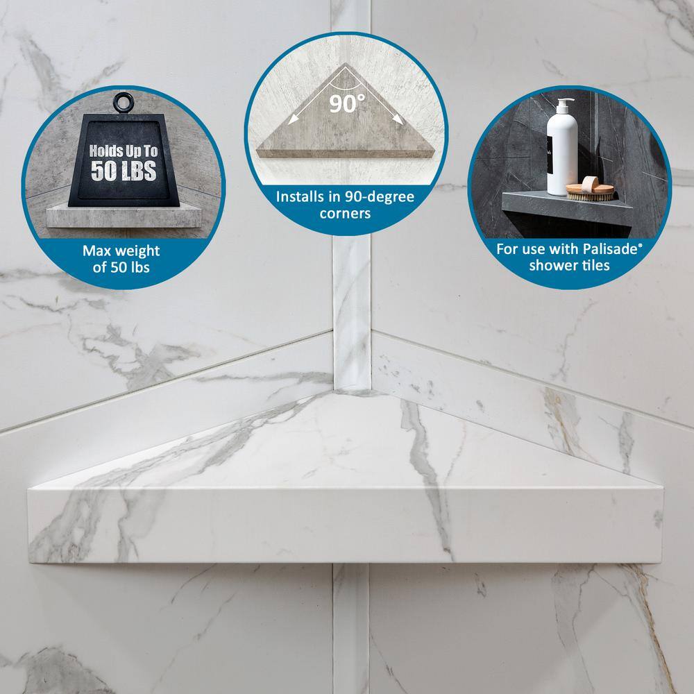 Iced Pewter Vinyl Waterproof Corner Shower Shelf