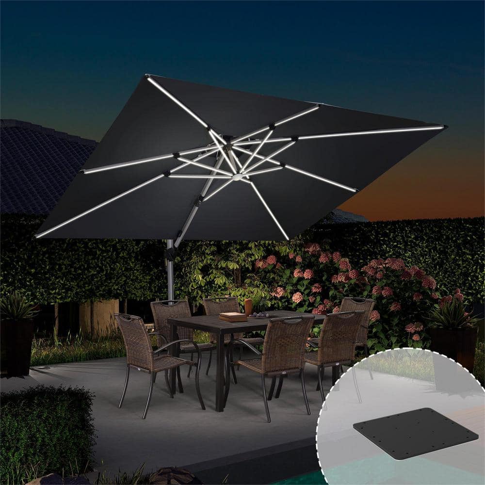 PURPLE LEAF 9 ft. x 12 ft. Aluminum Solar Powered LED Patio Cantilever