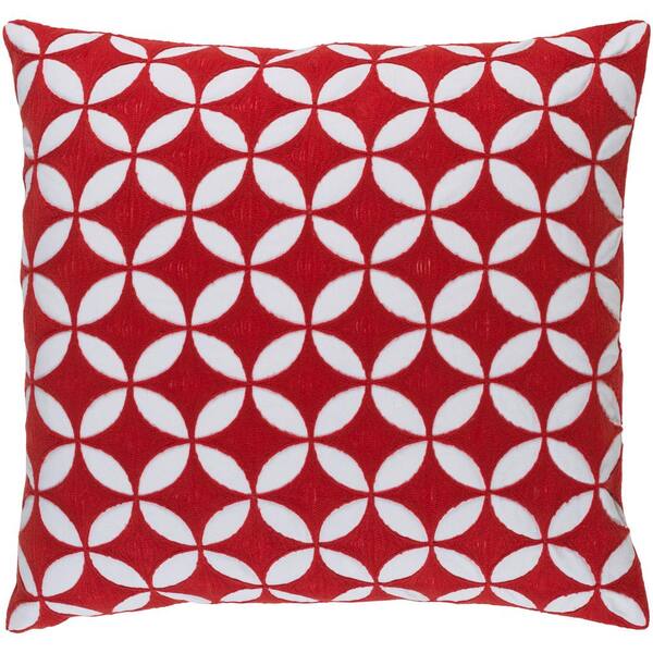 Livabliss Bulstrode Red Geometric Polyester 18 in. x 18 in. Throw Pillow