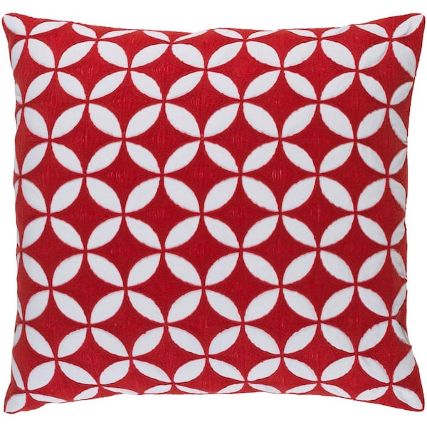 Livabliss Bulstrode Red Geometric Polyester 20 in. x 20 in. Throw Pillow