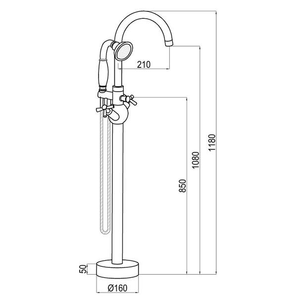 2-Handle Freestanding Tub Faucet Bath Faucet with Round Hand Shower in Brushed Nickel