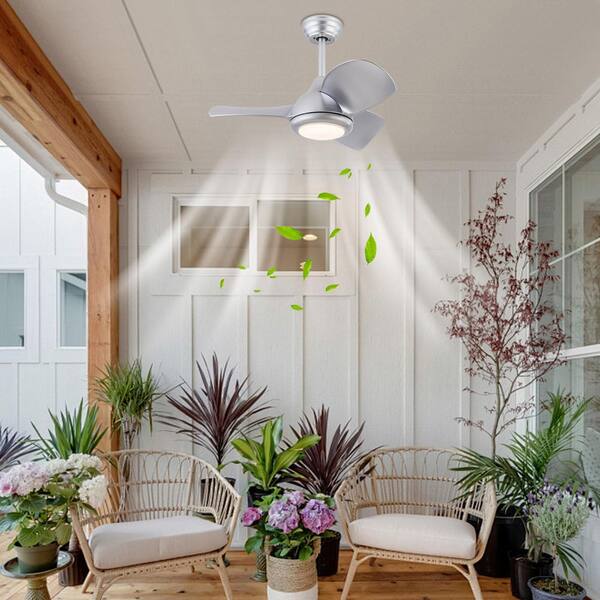 OUKANING 30 in. Indoor Silver Modern 6-Speed Reversible