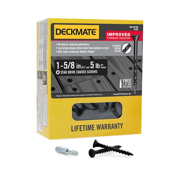 #8 1-5/8 in. Black Exterior Self-Starting Torx Drive Flat-Head Deck Screw (5 lbs. / 735-Piece)