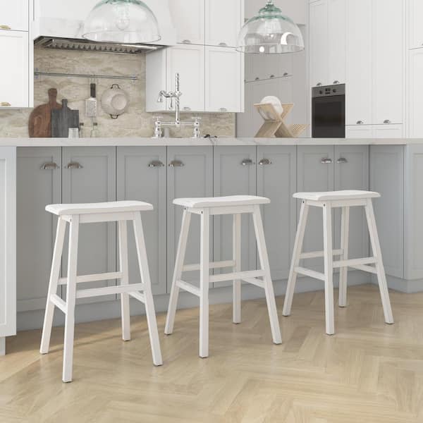 Moreno Sea White Non Swivel Backless Bar Stool