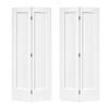 CALHOME 60 in. x 80 in. 1-Panel Shaker White Painted MDF Composite Bi-Fold Double Closet Door with Hardware Kit BF-1PANEL-30W(2)