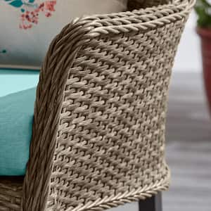 Devonwood 7-Piece Dark Brown Wicker Outdoor Dining Set with Aloe Cushions