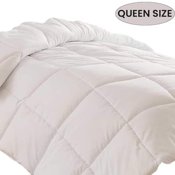 Afoxsos Quilted Soft Down Alternative Bedding Queen Size Comforter with Corner Tabs, Warm Microfiber, Machine Washable, White
