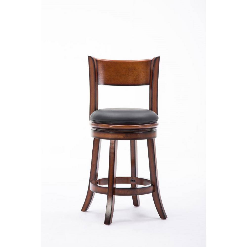 Chestnut Bonded Leather 24" Swivel Counter Stool with High-Density Foam
