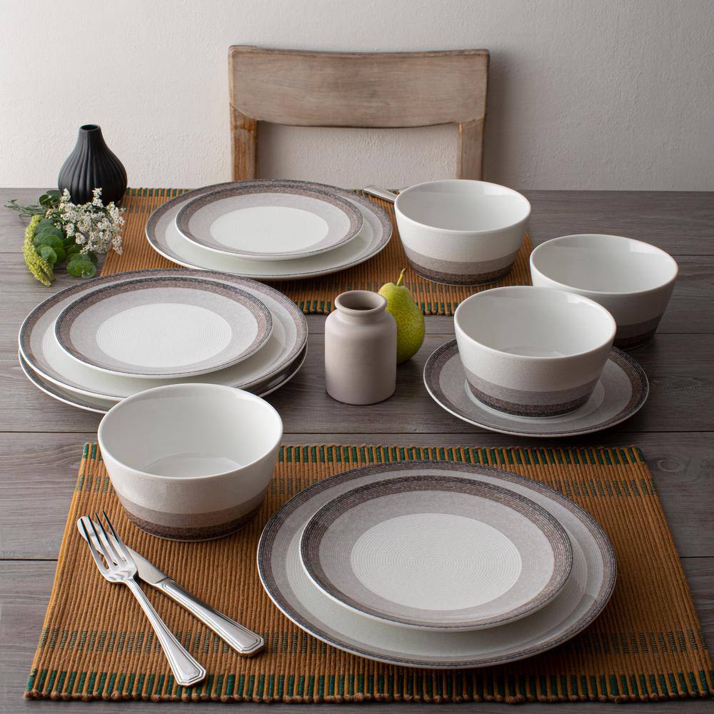 Canyon White Porcelain 12-Piece Dinnerware Set, Service for 4