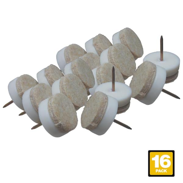 1 in. Beige Round Felt Nail-On Furniture Glides with Felt Pads for Floor Protection (16-Pack)