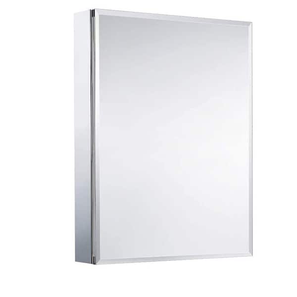 Tileon 24 in. W x 30 in. H Rectangular Silver Aluminum Recessed/Surface Mount Bathroom Medicine Cabinet with Mirror