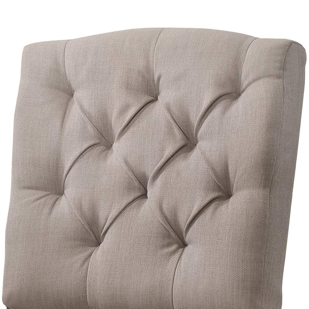 Gray Linen Upholstered High Back Side Chair with Wood Legs