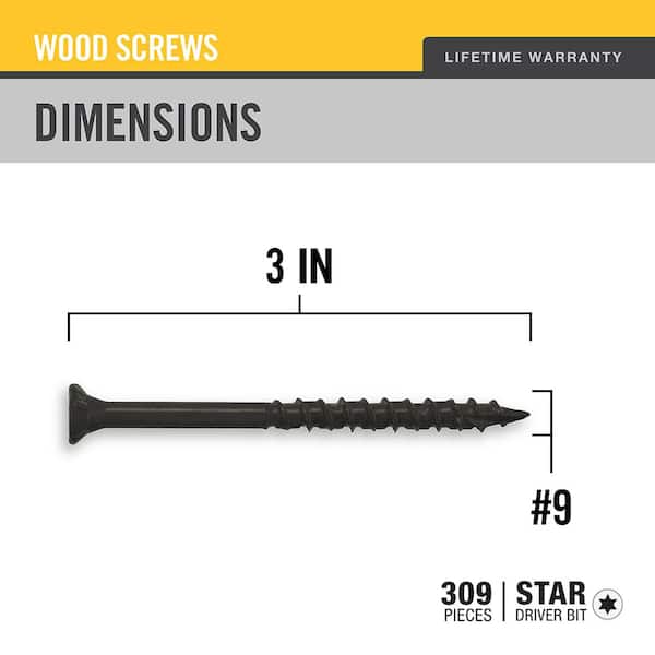 DECKMATE #9 3 in. Black Exterior Self-Starting Star Drive Flat-Head Deck Screw 5 lbs.-Box (365-Piece)