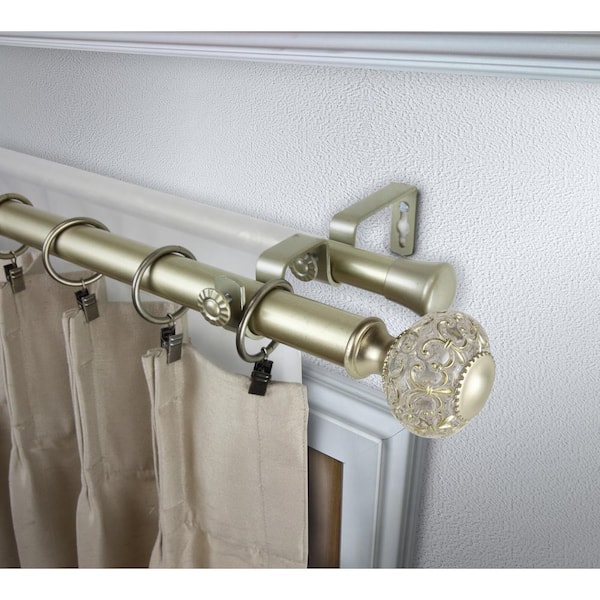 1 Inch Dia 48-84" Adjustable Lavish Double Curtain Rod in Gold
