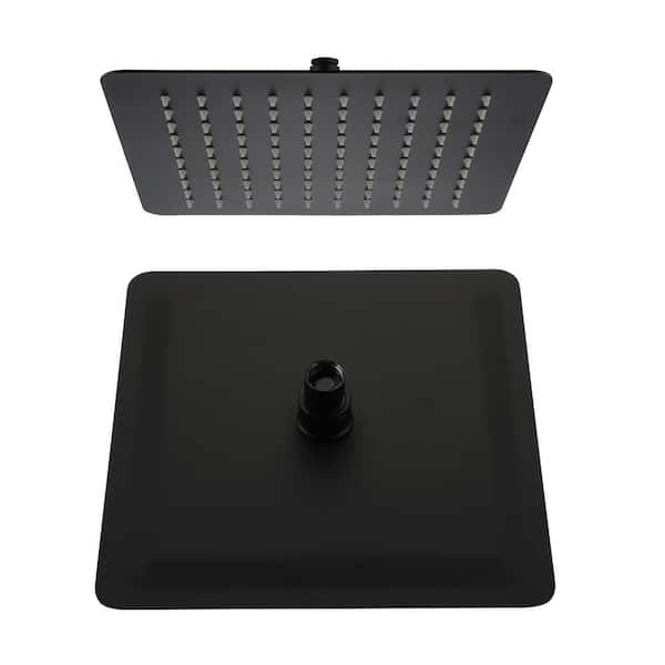 1-Spray Pattern with 2.5 GPM 10 in. Wall Mount Rain Square Fixed Shower Head in Matte Black