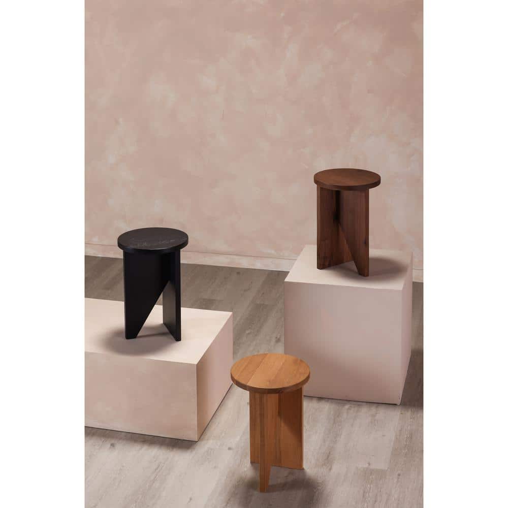 Calix 14 in. Round Solid Oak Accent Table with Geometric Base and Natural Finish price history on PriceWatchPro