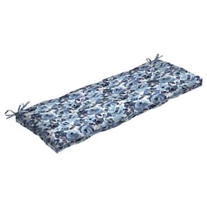 48 in. x 18 in. Blue Garden Floral Rectangle Outdoor Bench Cushion