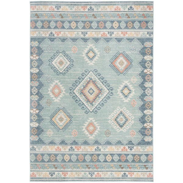 Nourison Washable Decor Light Blue 5 ft. x 7 ft. Center medallion Contemporary Area Rug