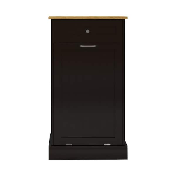 19.68 in. W x 13.77 in. D x 35.62 in. H Ready to Assemble Trash Can Kitchen Cabinet in Black