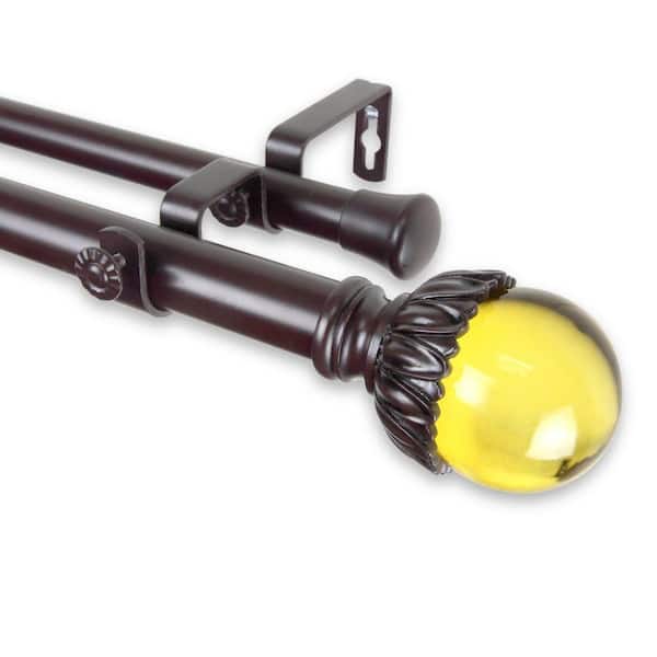 Rod Desyne 28 in. - 48 in. Telescoping 1 in. Double Curtain Rod Kit in Mahogany with Pixie Finial