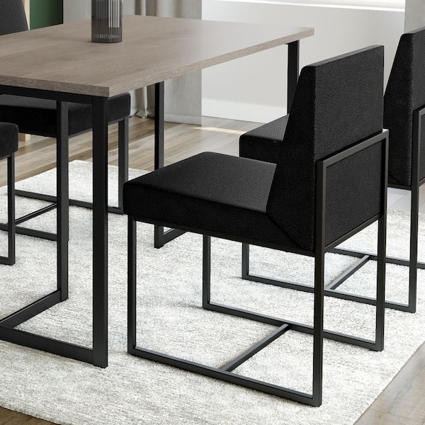 Amisco Derry Charcoal Grey Boucle Polyester/Black Metal Dining Chair