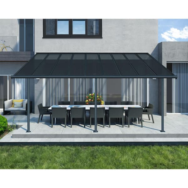 Sierra 10 ft. x 18 ft. Gray/Gray Aluminum Patio Cover