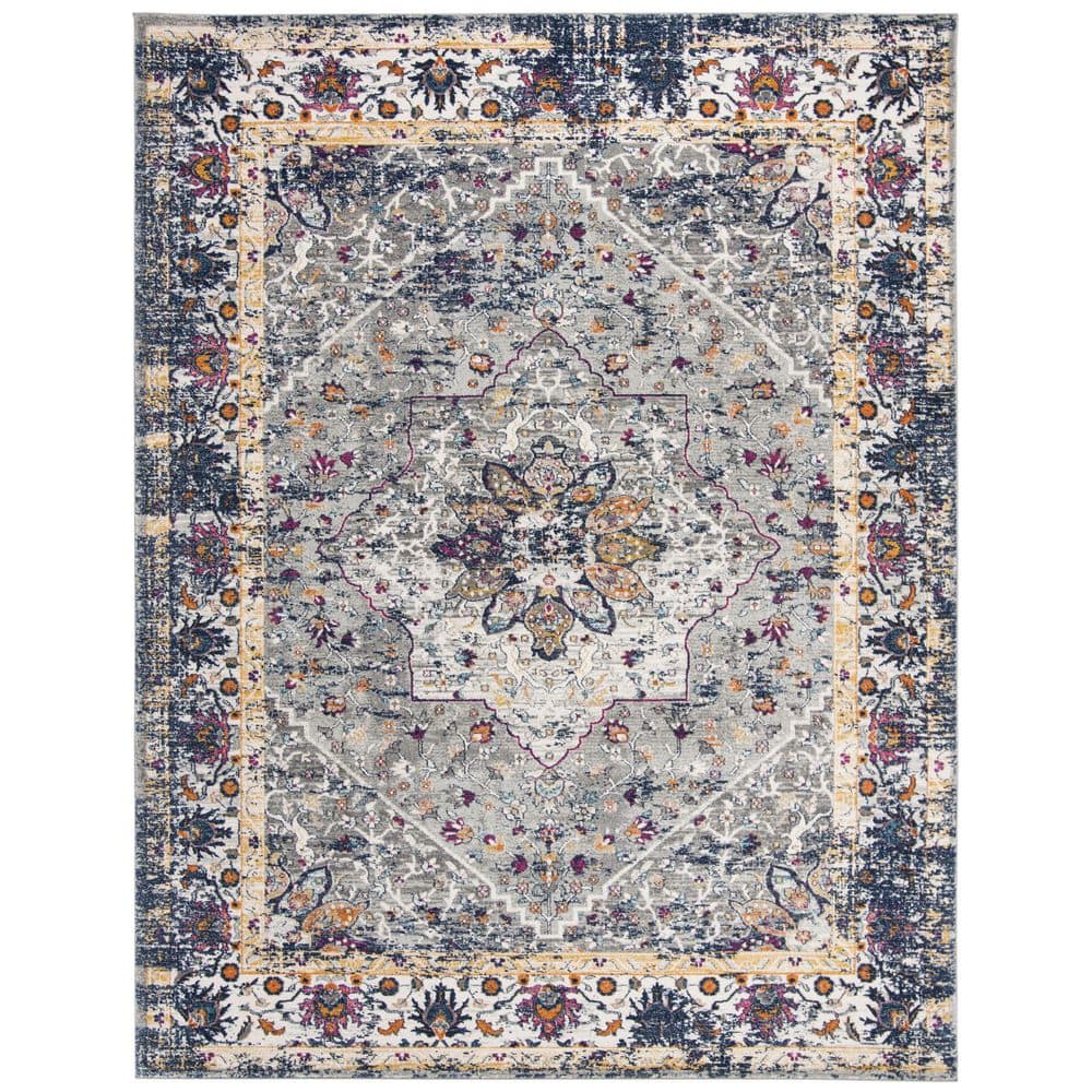 Evoke Gray/Navy 8 ft. x 10 ft. Floral Medallion Area Rug price history on PriceWatchPro