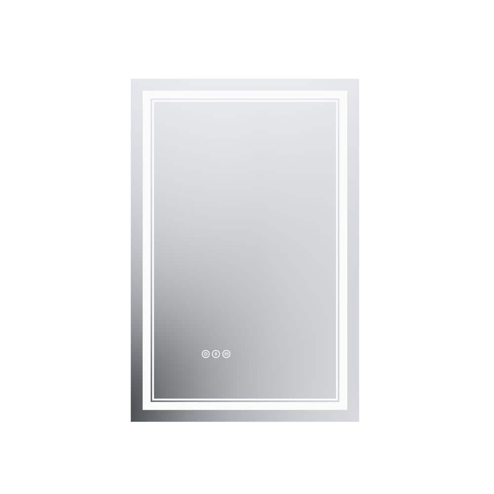 24 in. W x 36 in. H Frameless LED Wall Mounted Bathroom Vanity Mirror with 