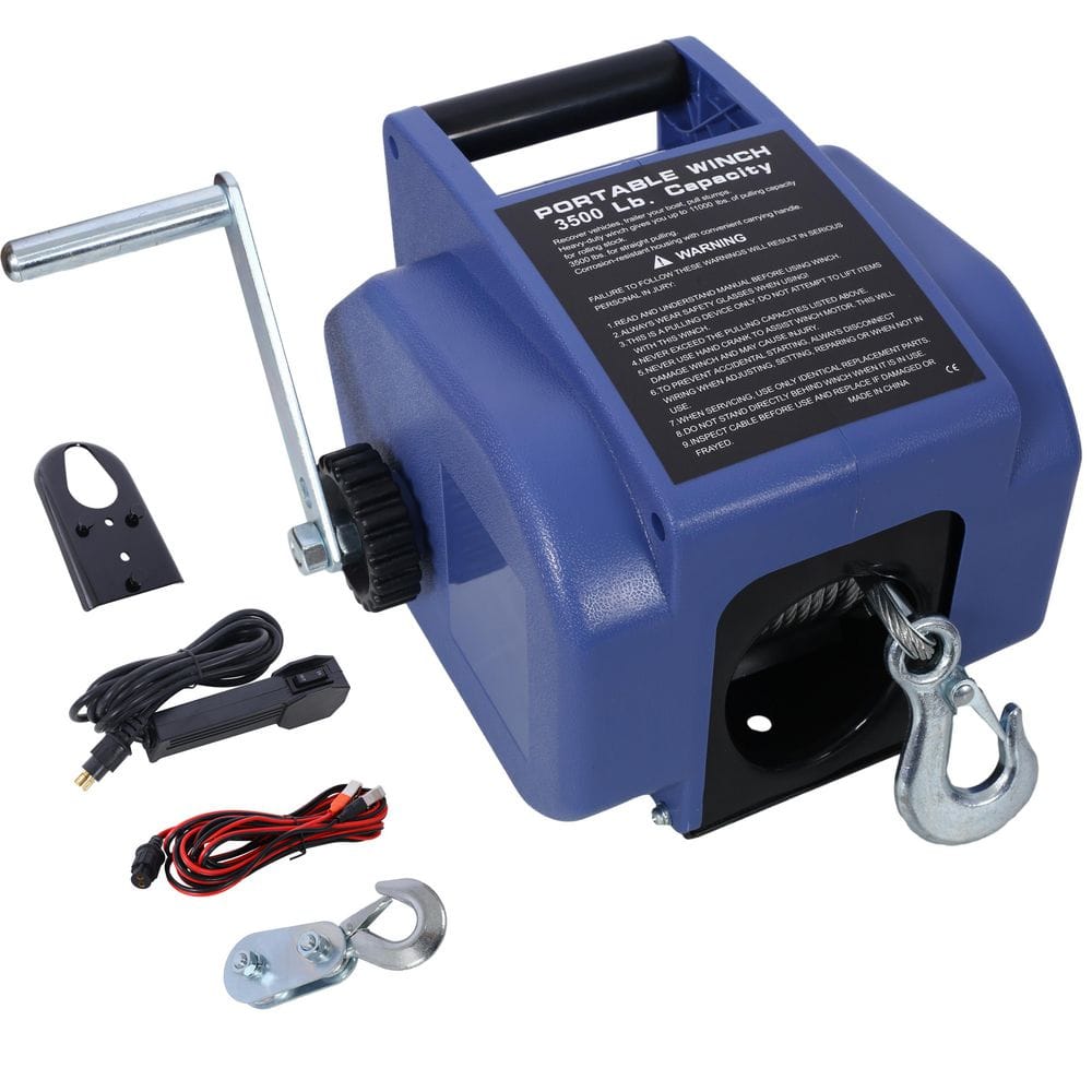12v 3500 lbs. Trailer Winch, Reversible Electric Winch for Boats up to 5000 lbs. with Synthetic Rope, Extra Pulley Hook price history on PriceWatchPro