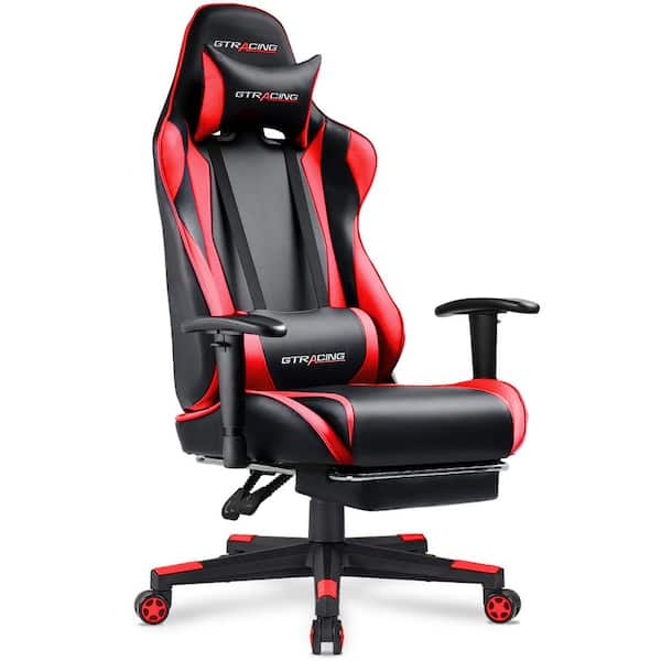 ComHoma Gaming Chair Faux Leather Office Desk Chair High Back Adjustable Height Computer Game Chair in Red