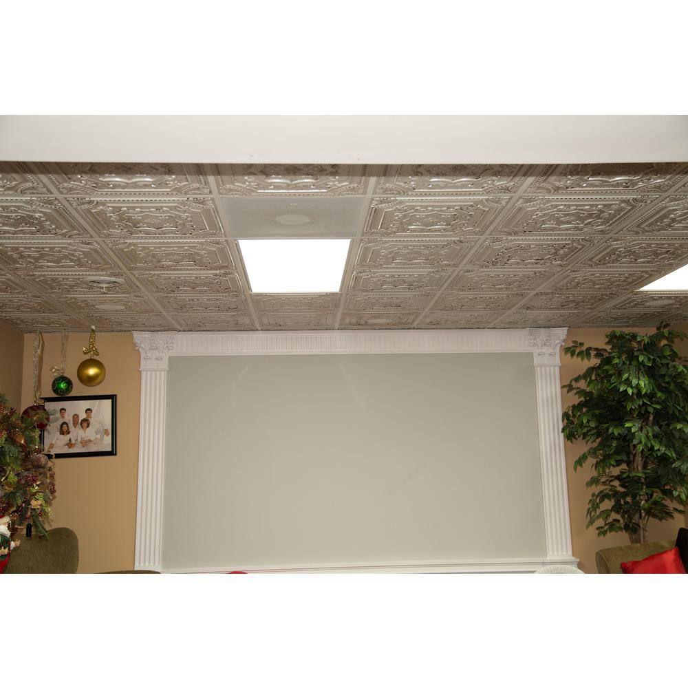 Elizabethan Shield Antique White PVC Ceiling Tile