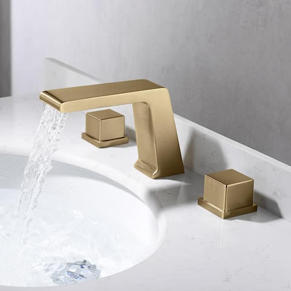 8 in. Widespread Double Handle Bathroom Faucet in Brushed Gold