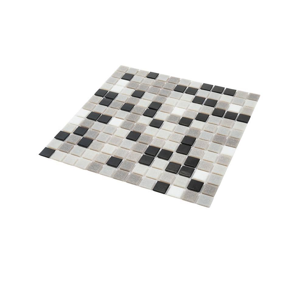 12" x 12" Black and Gray Glass Mosaic Tile