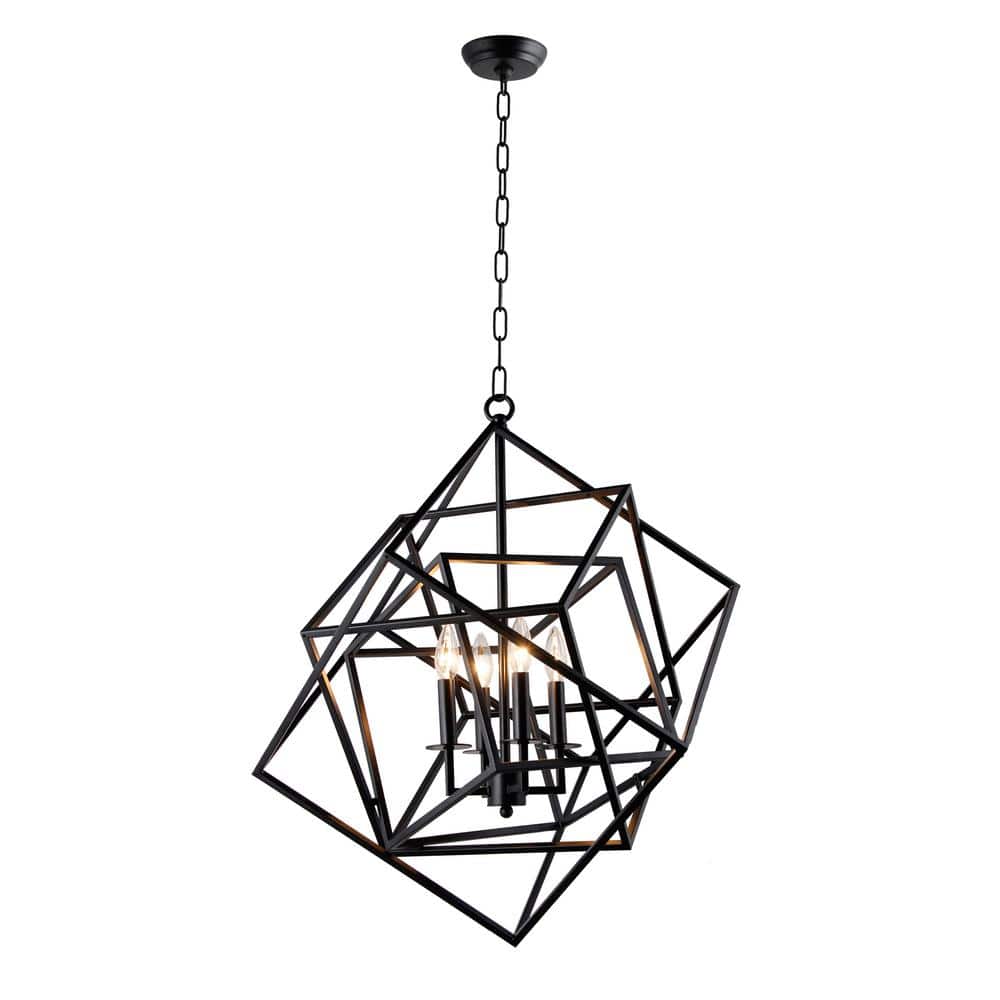 Candle-Style 4-Light Matte Black Chandelier