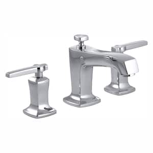 Margaux 8 in. Widespread 2-Handle Low-Arc Water-Saving Bathroom Faucet with Lever Handles in Polished Chrome