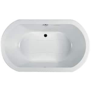 ANZA 66 in. x 42 in. Oval Air Bath Bathtub with Center Drain in White