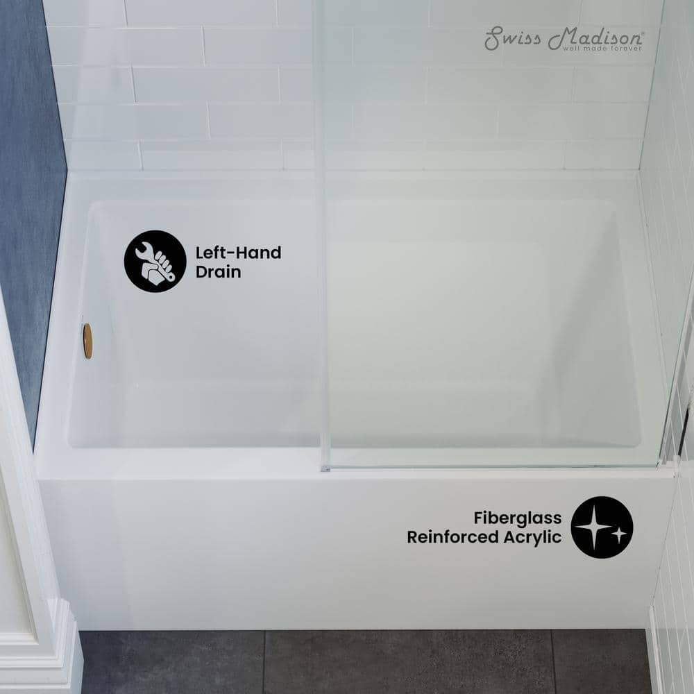 32" White Acrylic Alcove Bathtub with Apron