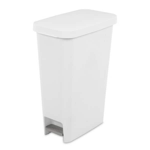 simplehuman 40L Slim Step Kitchen Trash Can, White Plastic with